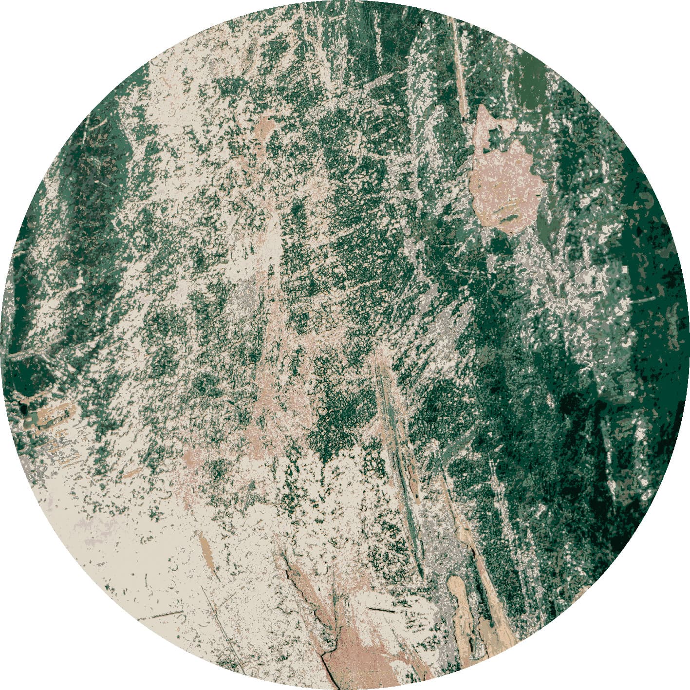 Rund matta - Tamalous (beige/grön) (Storlek: Ø 120 cm)