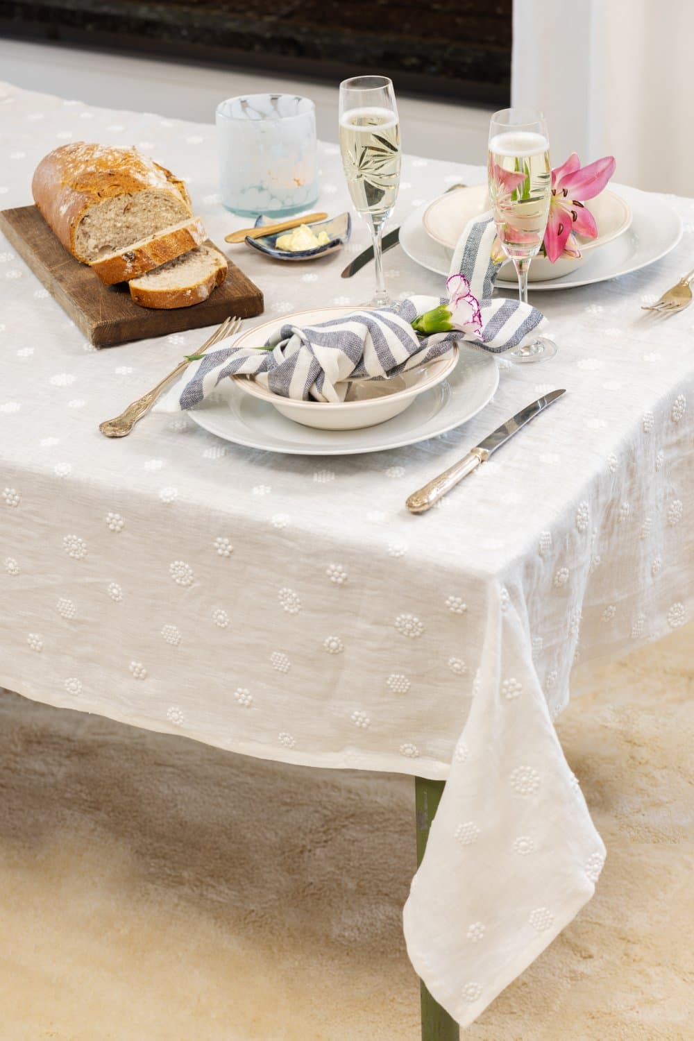 Dukar - Linneduk Elsa (vit) (Storlek: 140 x 200 cm)