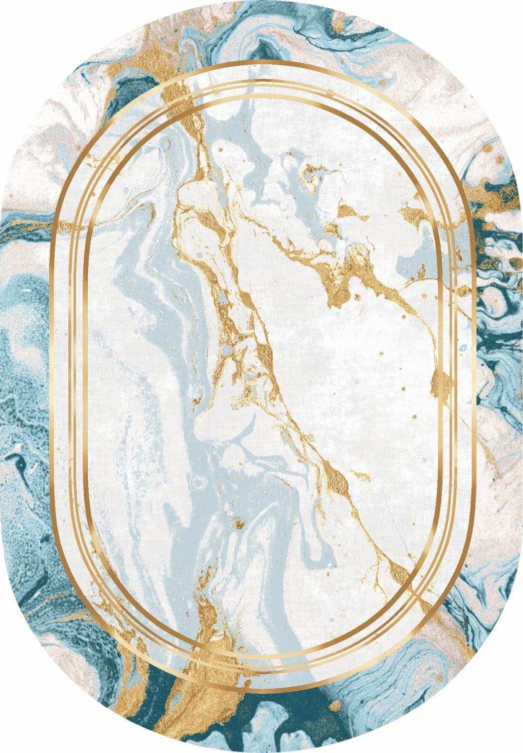 Oval matta - Emery (blå) (Storlek: 200 x 280 cm)