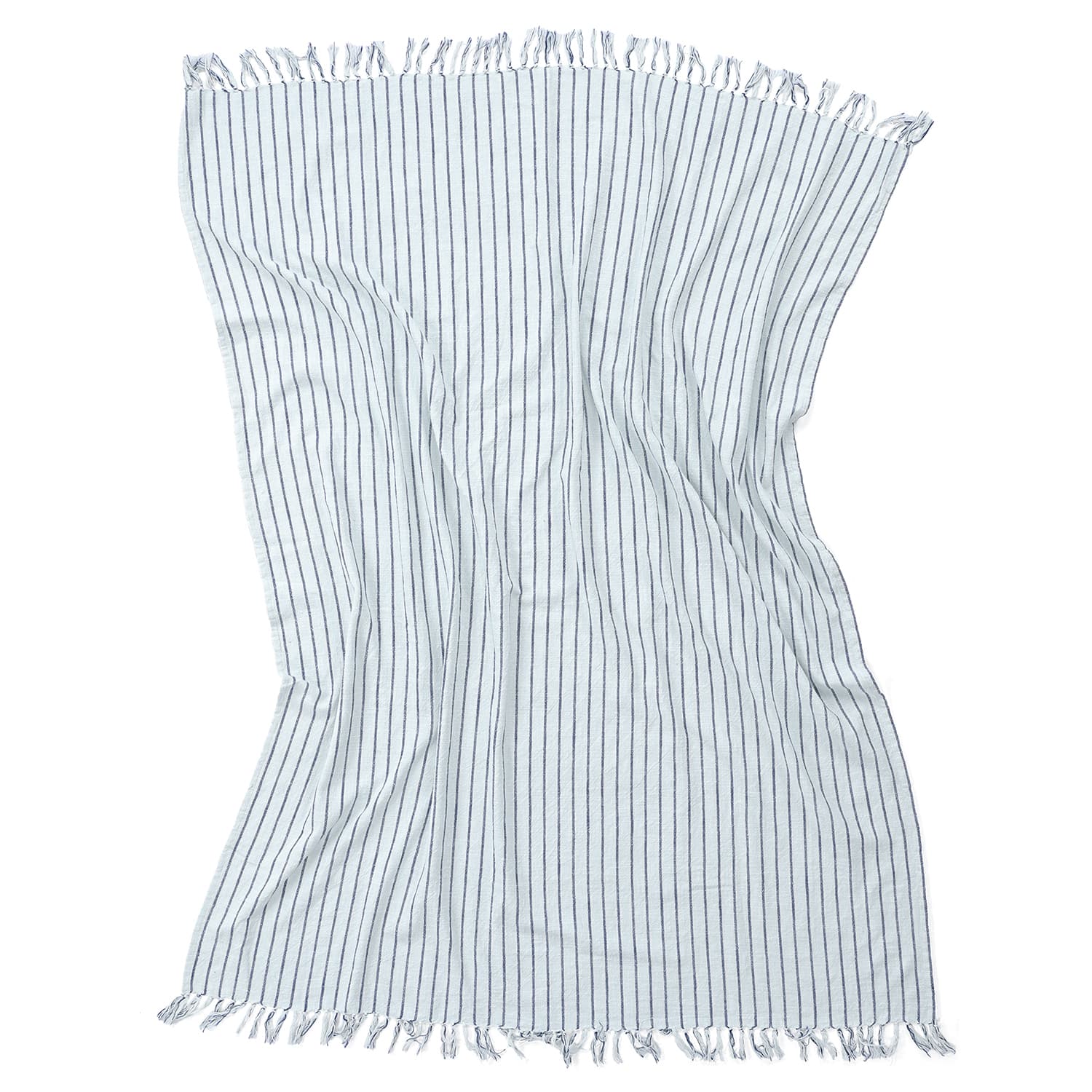 Filtar - Rumi stripe cotton throw (ljusblå/navy/cream) (Storlek: 130 x 170 cm)