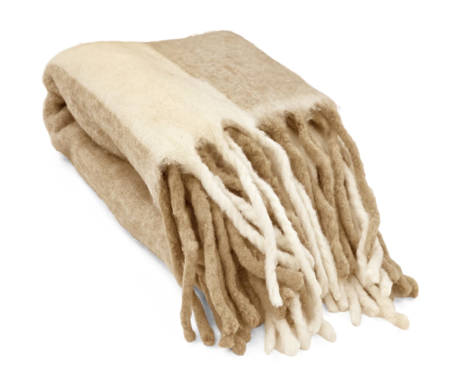 Filtar - Pläd i ullmix - Beatriz Stripe (beige/vit) (Storlek: 130 x 170 cm)