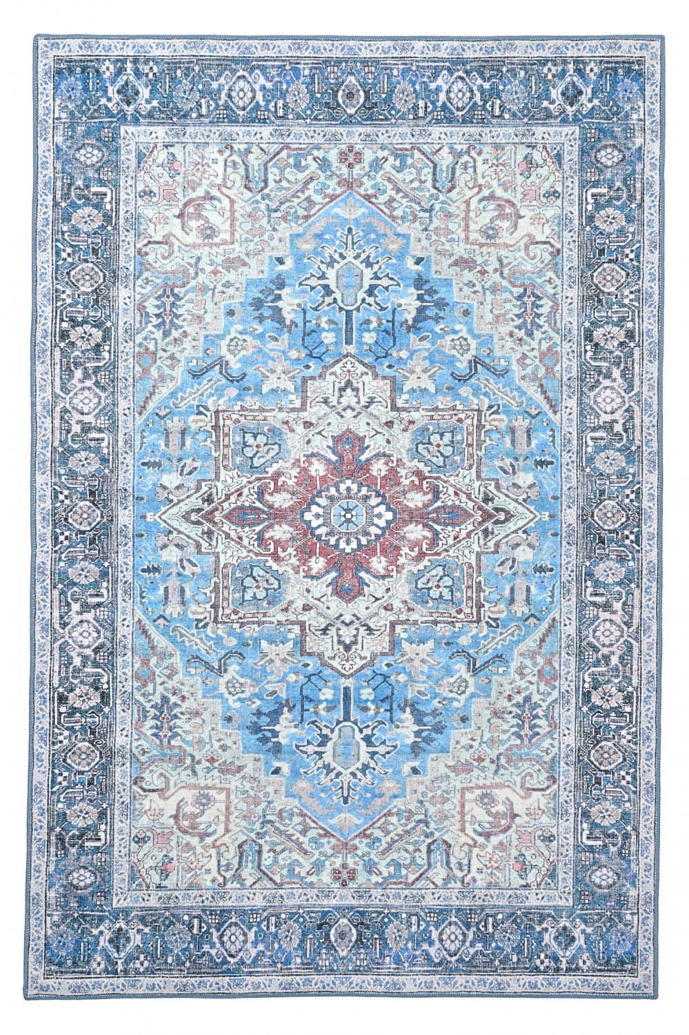 Flatvävd matta - Birjand (blå) (Storlek: 75 x 150 cm)