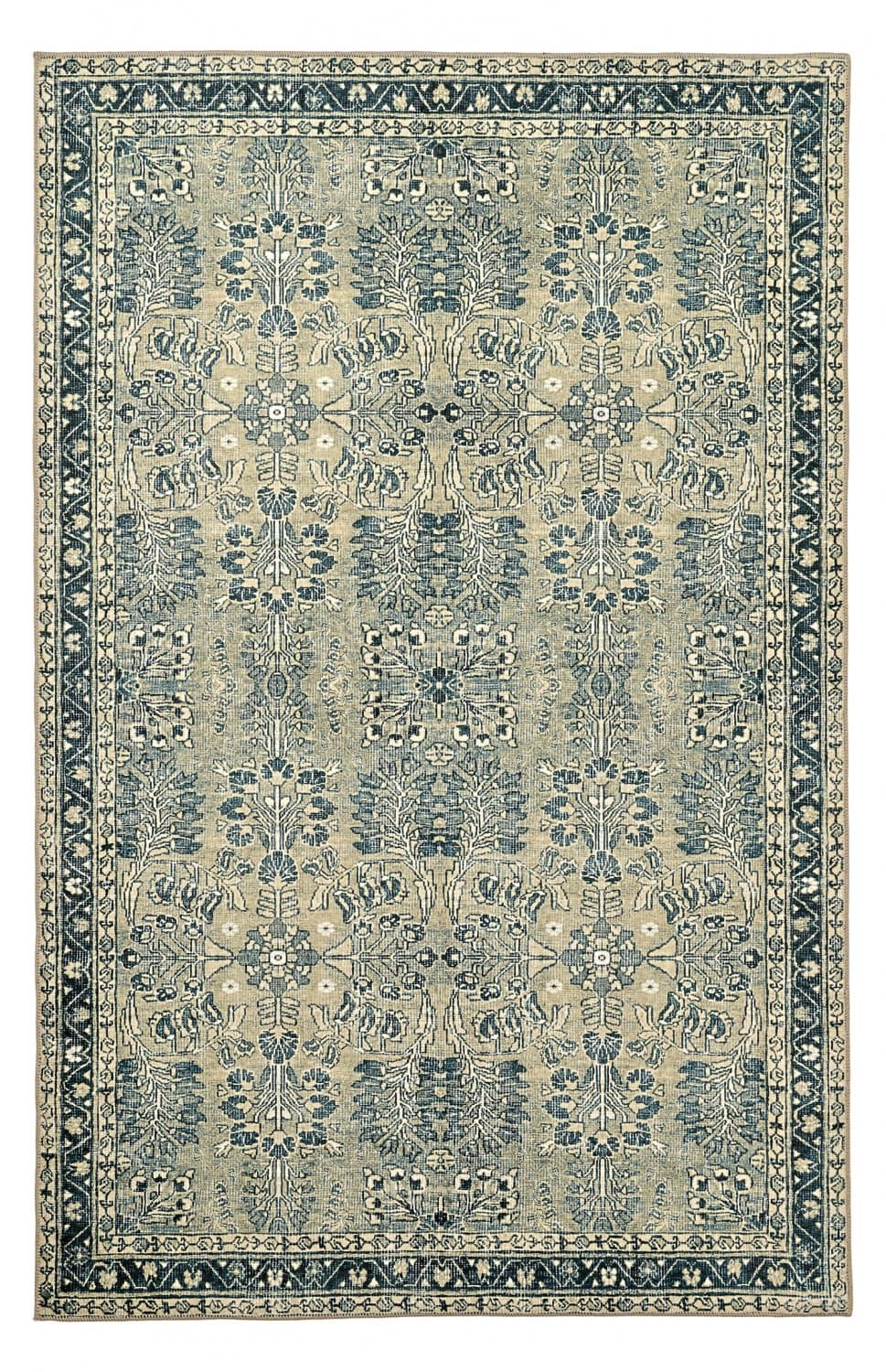 Flatvävd matta - Yasirah (blå/grön) (Storlek: 190 x 280 cm)