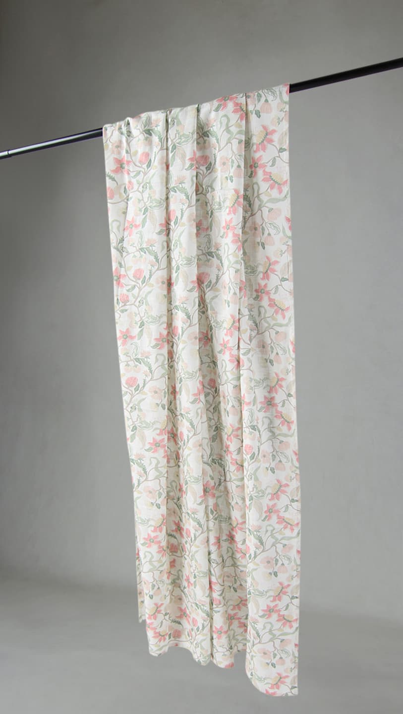 Gardiner - Bomullsgardin - Sollan (rosa) (Storlek: 140 x 300 cm)