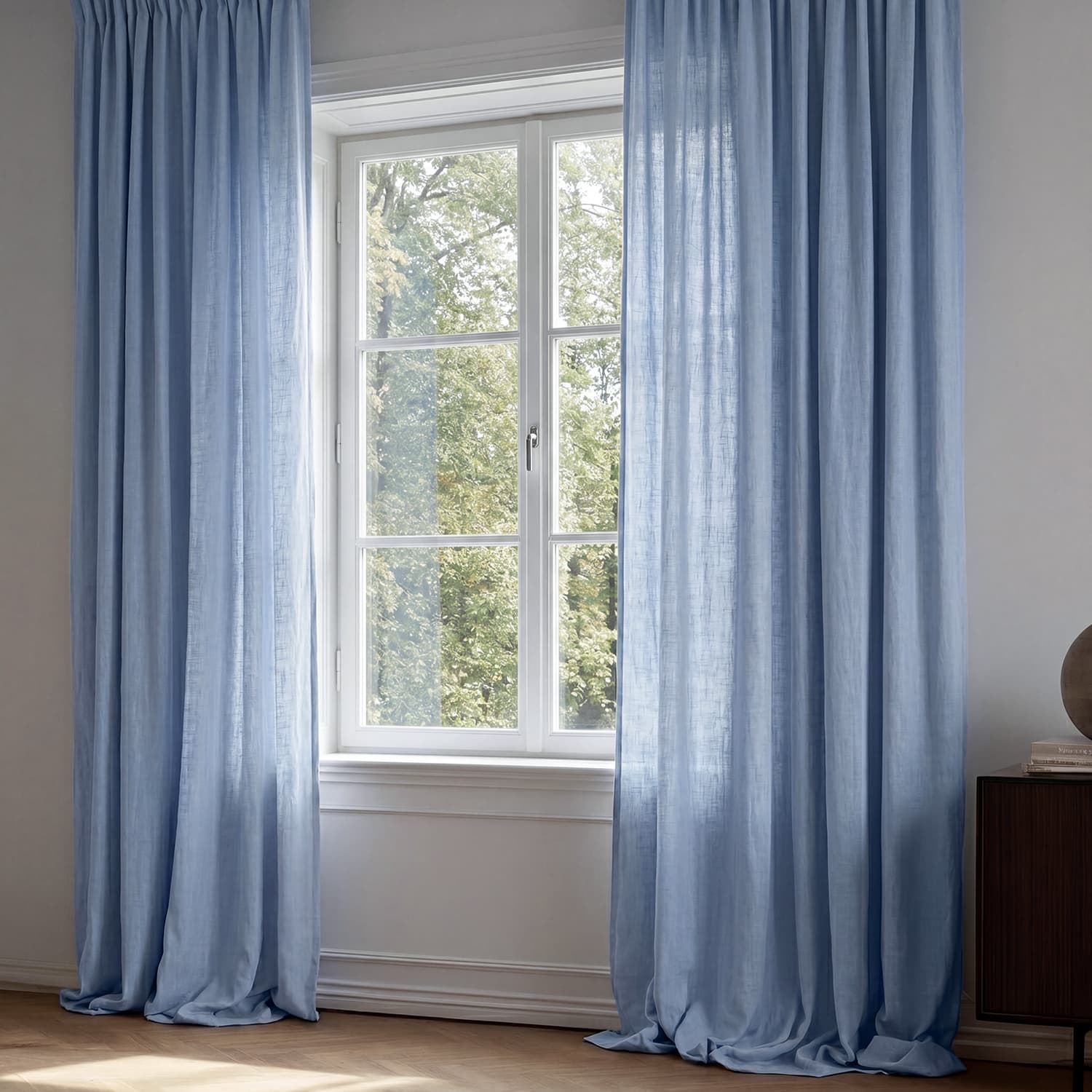 Gardiner - Linne-look Gardin Andrada (mörkblå) (Storlek: 140 x 220 cm)
