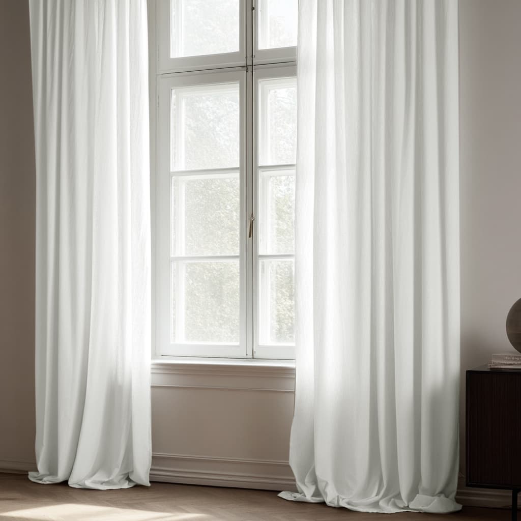 Gardiner - Linne-look Gardin Andrada (vit) (Storlek: 140 x 220 cm)