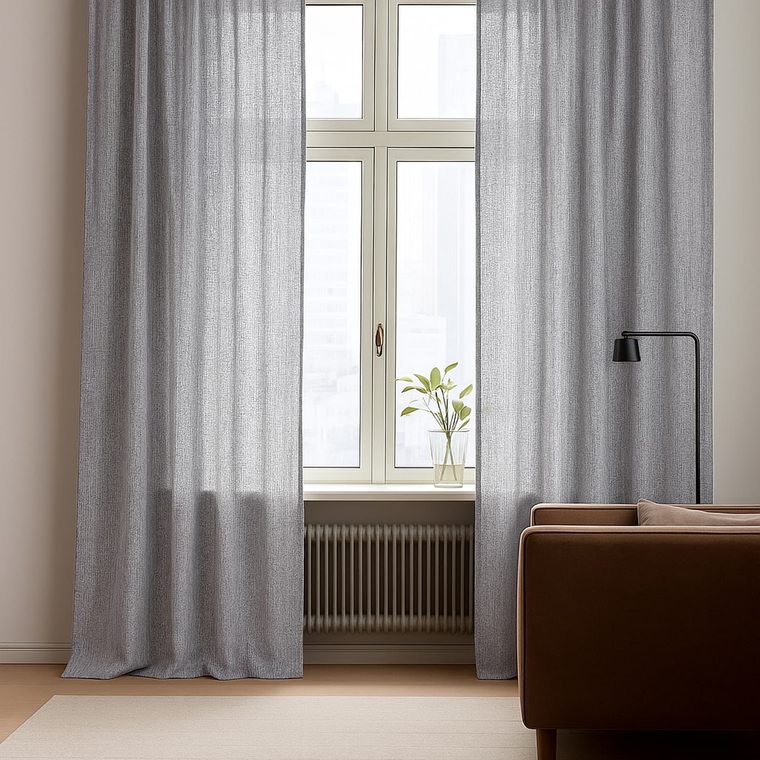 Gardiner - Linnegardin Cosmina (grå) (Storlek: 140 x 220 cm)