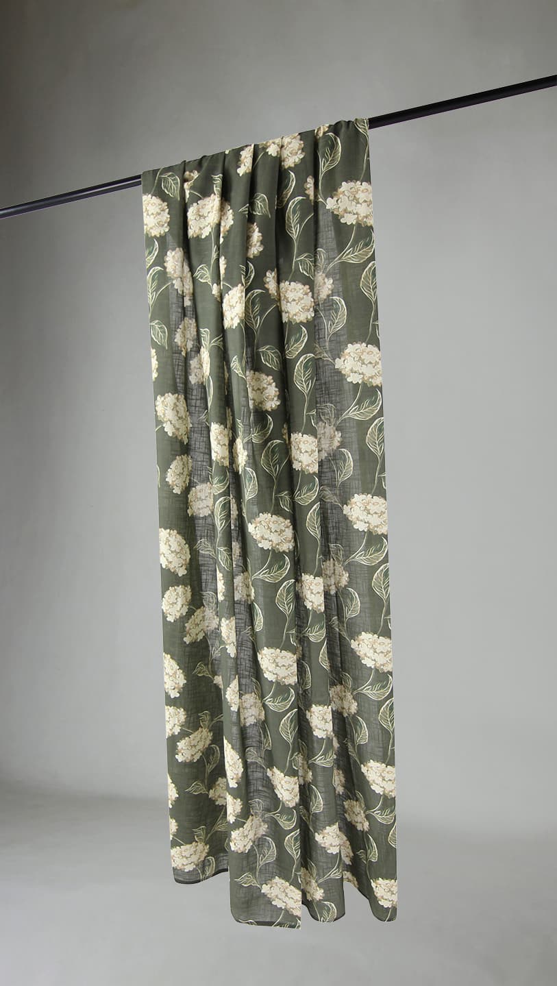 Gardiner - Bomullsgardin - Dorthe (grön) (Storlek: 140 x 300 cm)