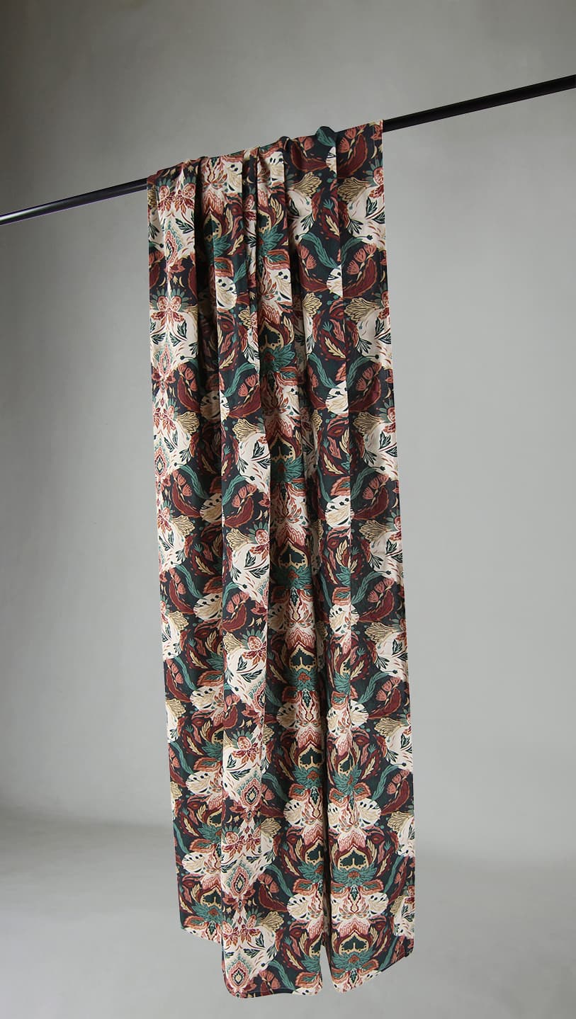 Gardiner - Bomullsgardin Paula (blå/multi) (Storlek: 140 x 300 cm)