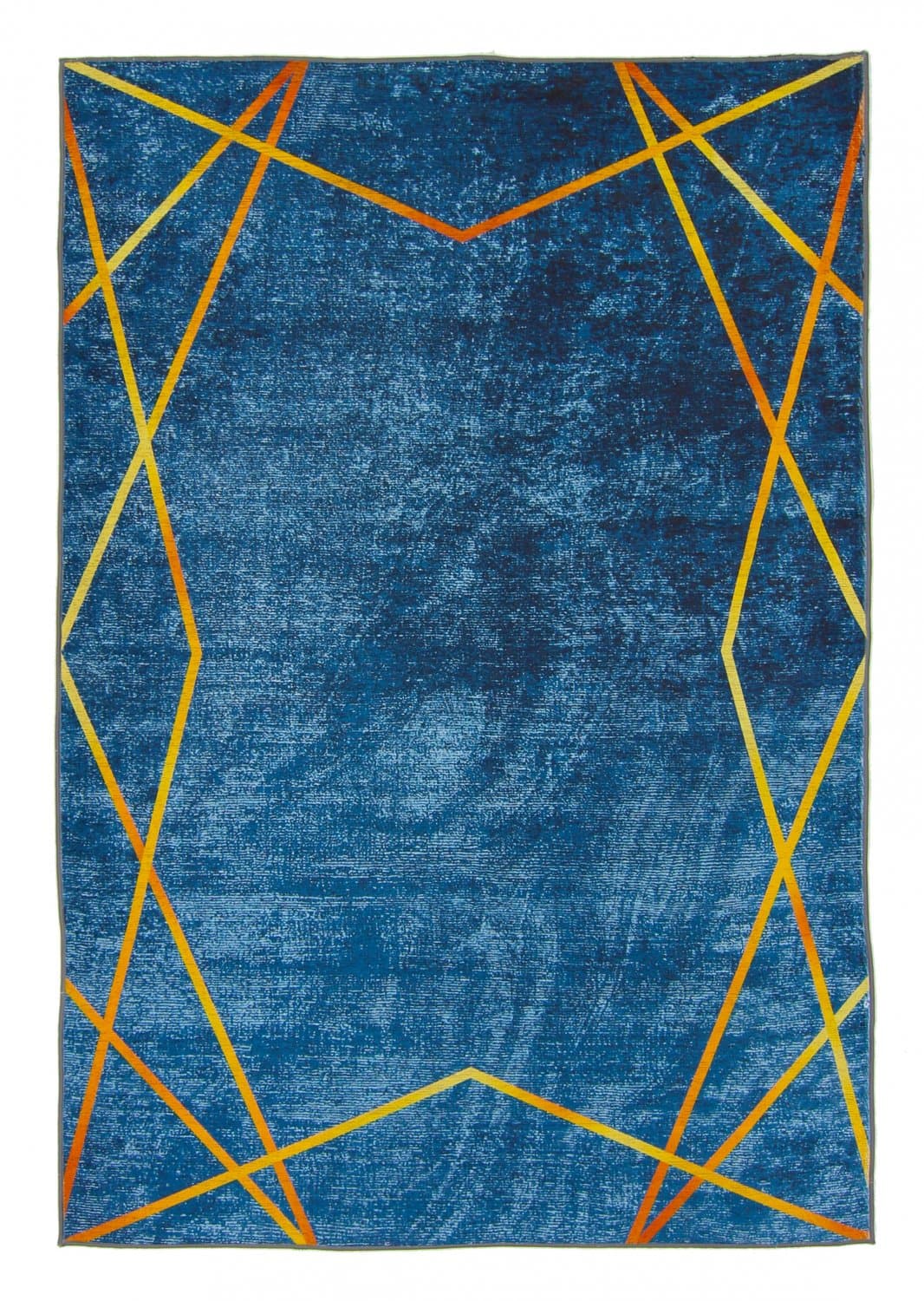 Wiltonmatta - Zaros (blå/guld) (Storlek: 160 x 230 cm)