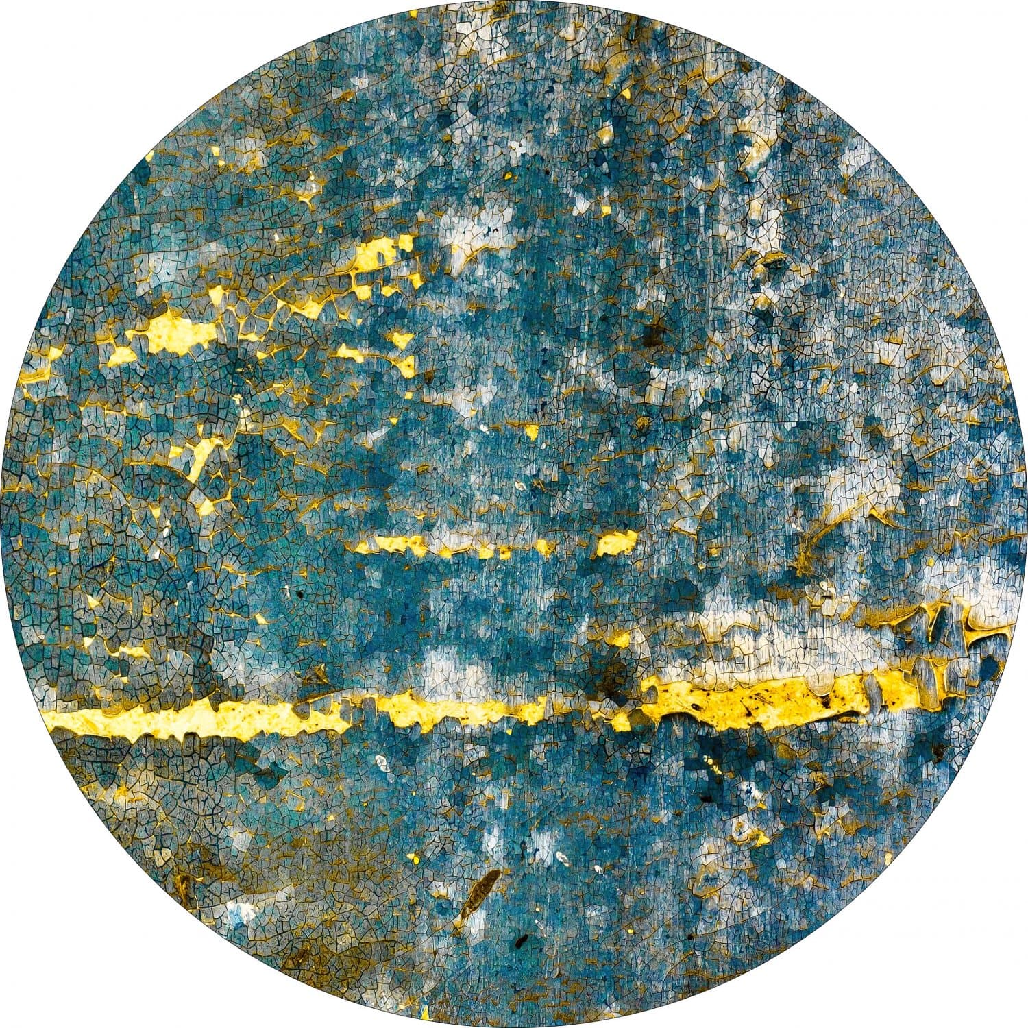 Rund matta - Mira (gul-blå) (Storlek: Ø 180 cm)