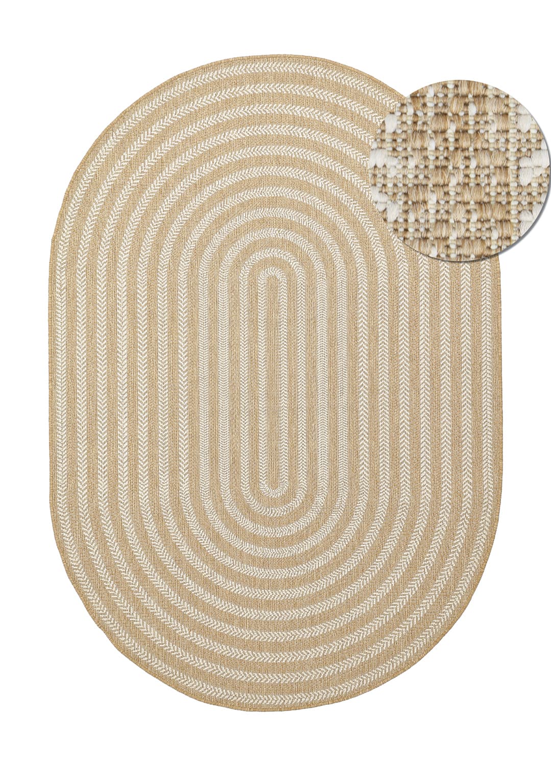 Oval matta - Indoor/outdoor Leander (natur) (Storlek: 240 x 340 cm)