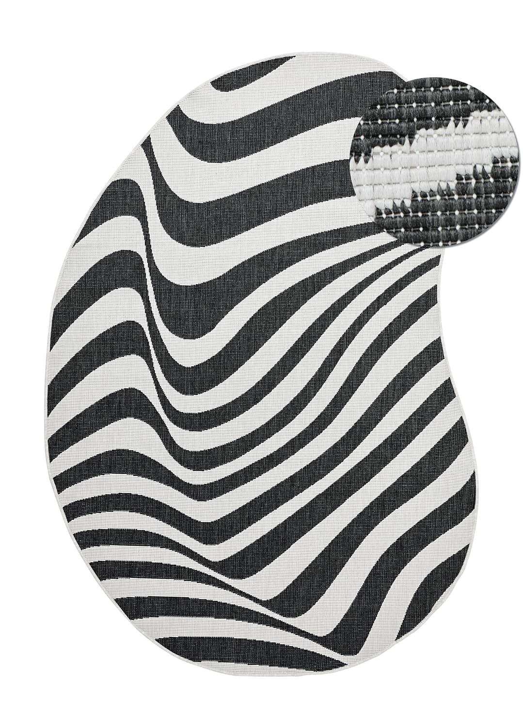 Inomhus- utomhusmatta - Remina (svart/vit) (Storlek: 240 x 340 cm)