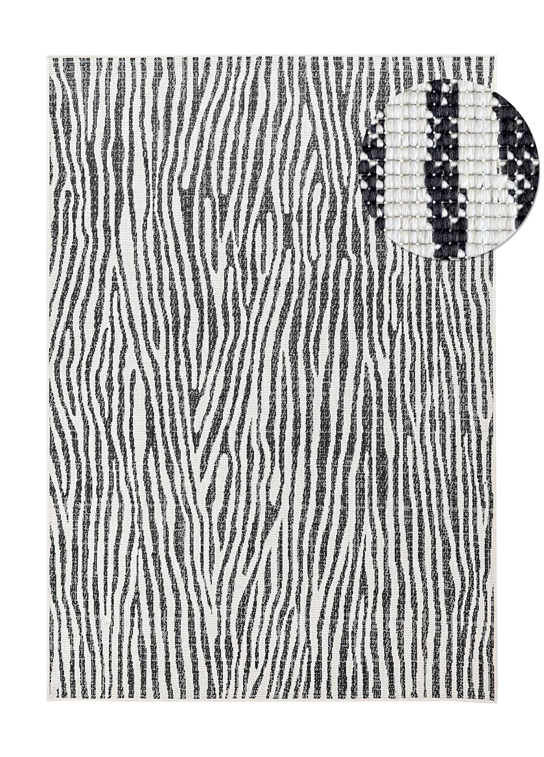 Inomhus- utomhusmatta - Vaura (svart/vit) (Storlek: 200 x 290 cm)