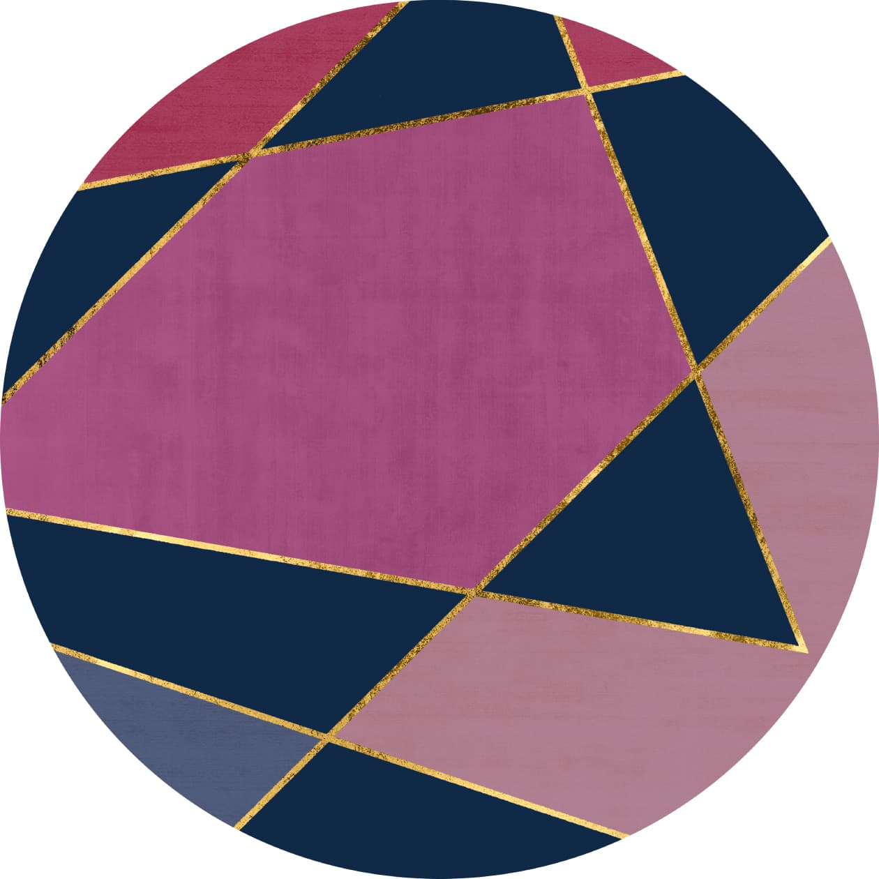 Rund matta - Jade (mörkblå/rosa) (Storlek: Ø 160 cm)