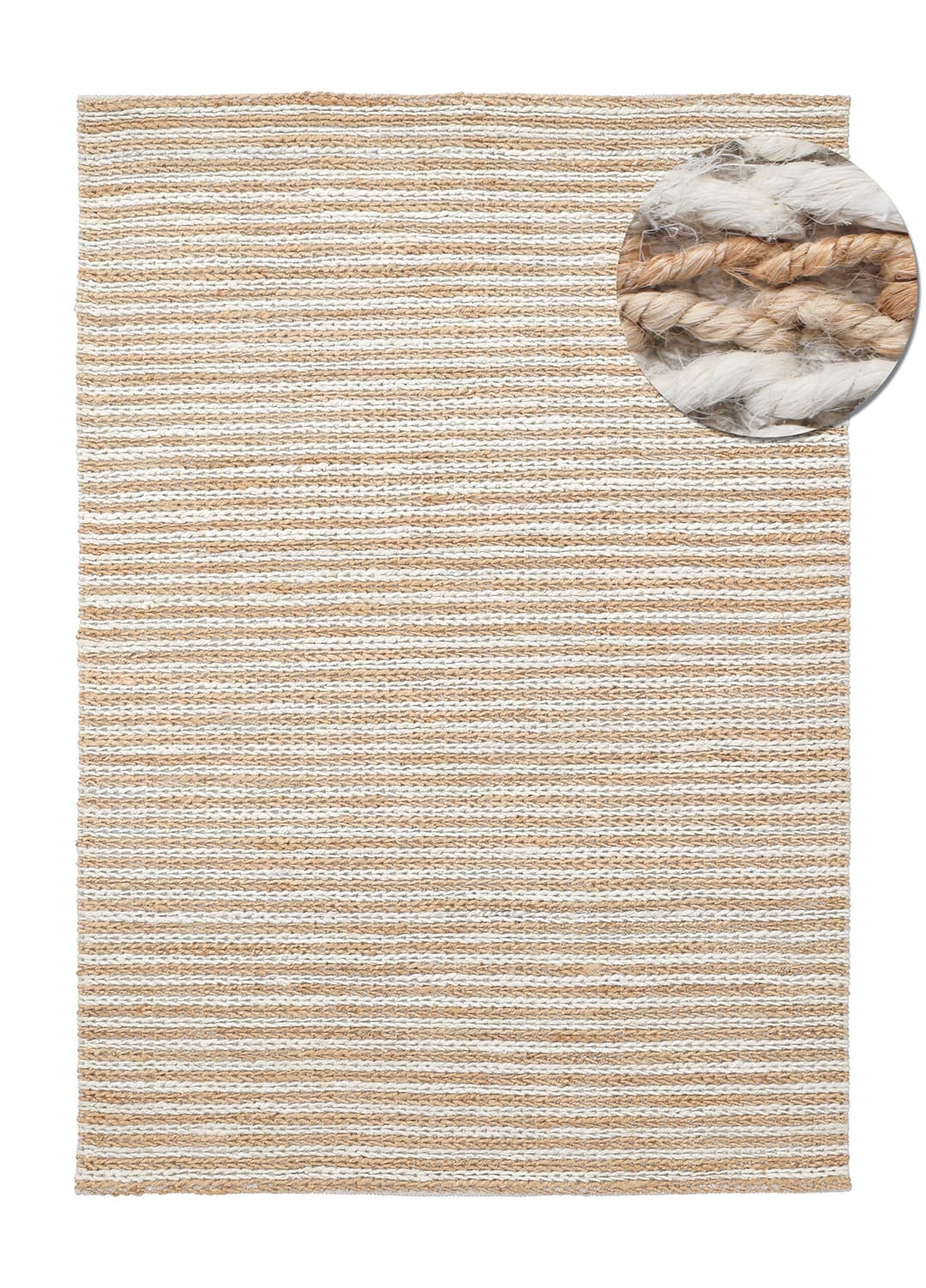 Jutematta - Howrah Braided Jute (natur/vit) (Storlek: 200 x 290 cm)