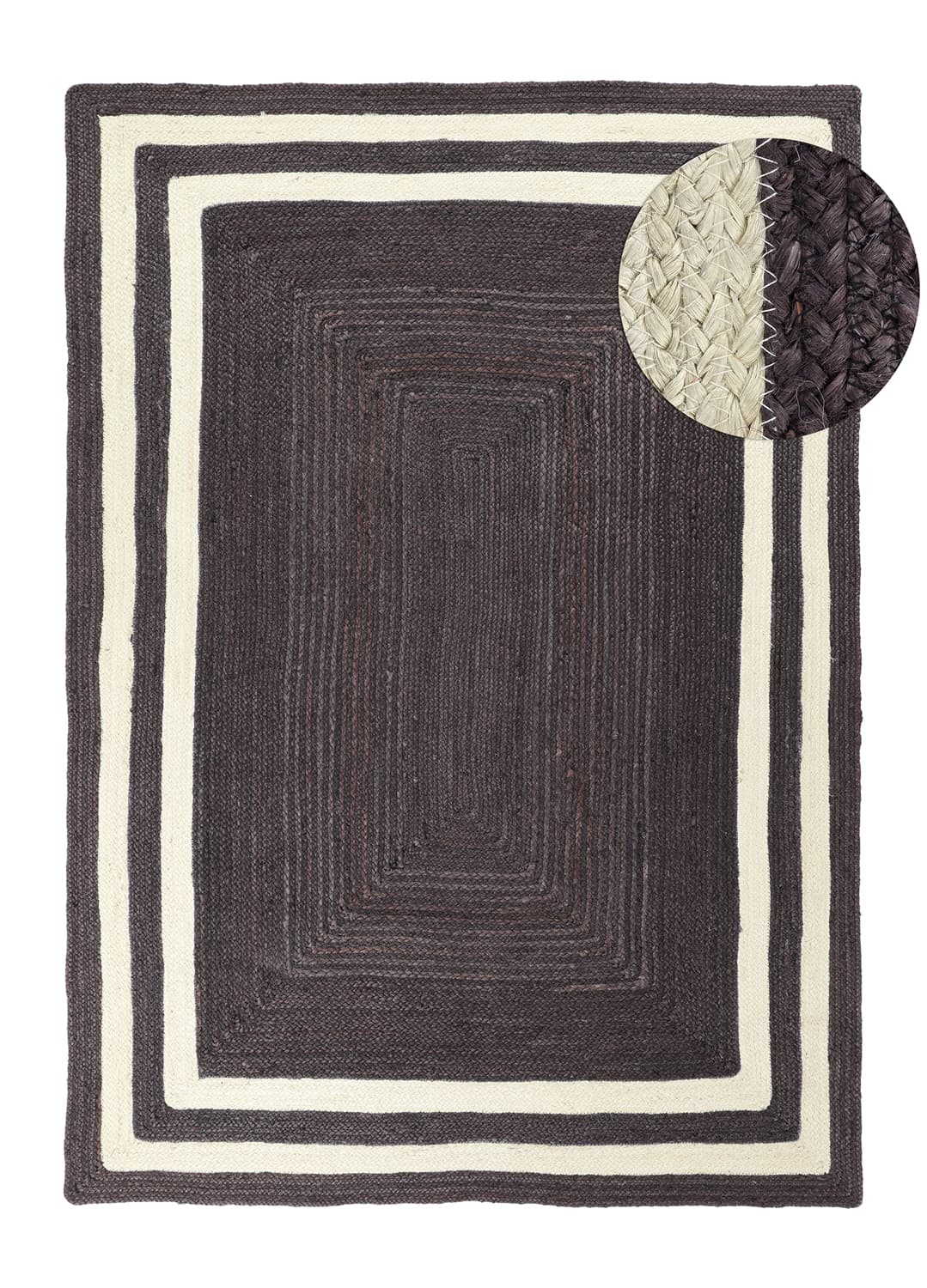 Jutematta - Jessore (mörk taupe/vit) (Storlek: 200 x 290 cm)