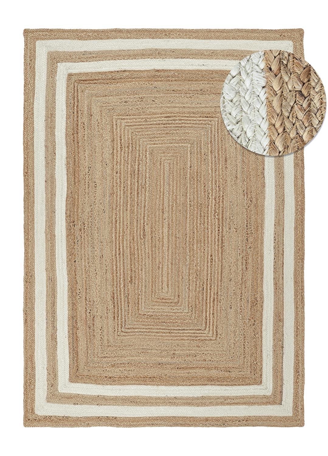 Jutematta - Jessore (natur/vit) (Storlek: 200 x 290 cm)