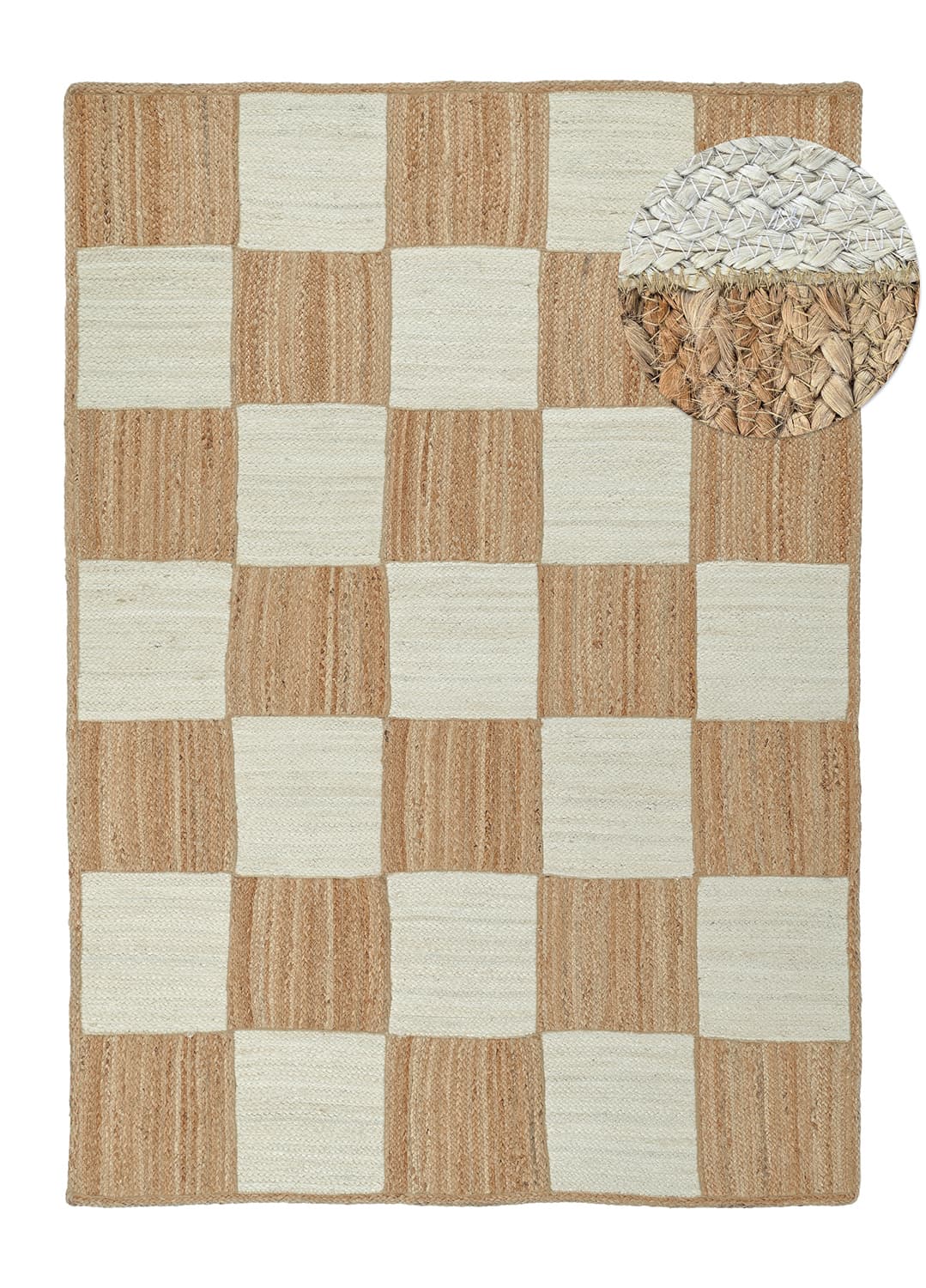 Jutematta - Khulna (natur/vit) (Storlek: 80 x 150 cm)