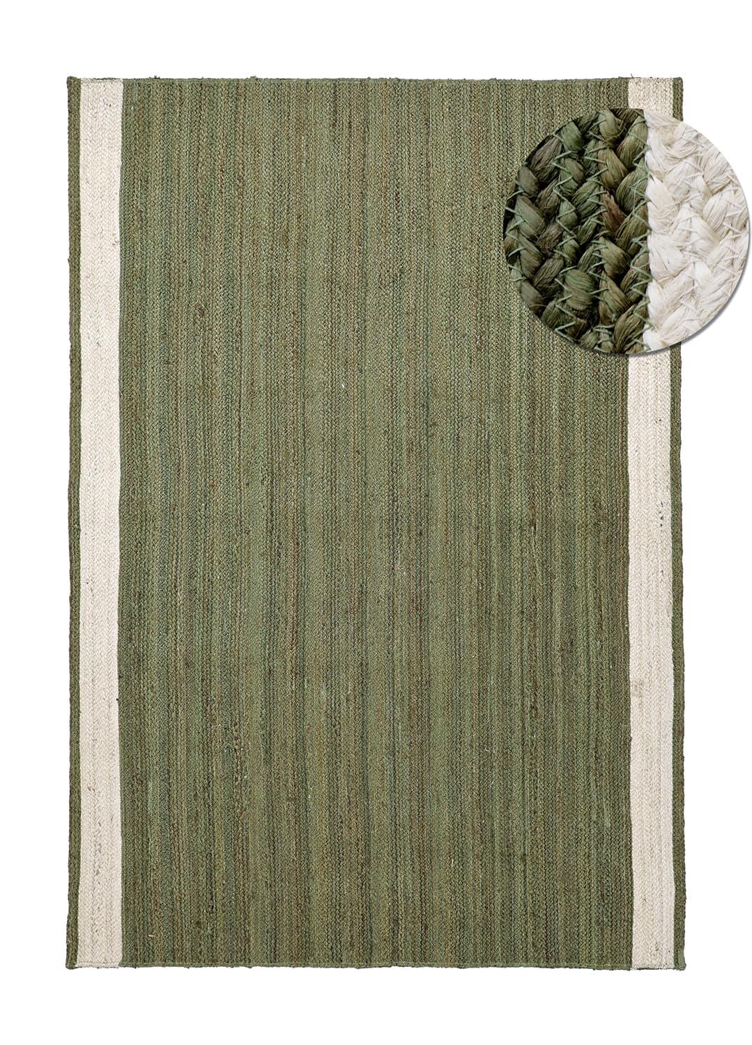 Jutematta - Senaki (militärgrön/vit) (Storlek: 200 x 290 cm)