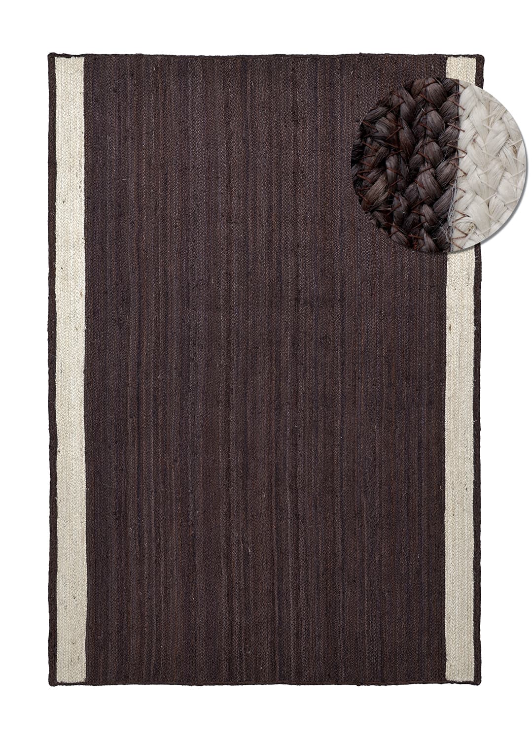 Jutematta - Senaki (mörk taupe/vit) (Storlek: 240 x 340 cm)