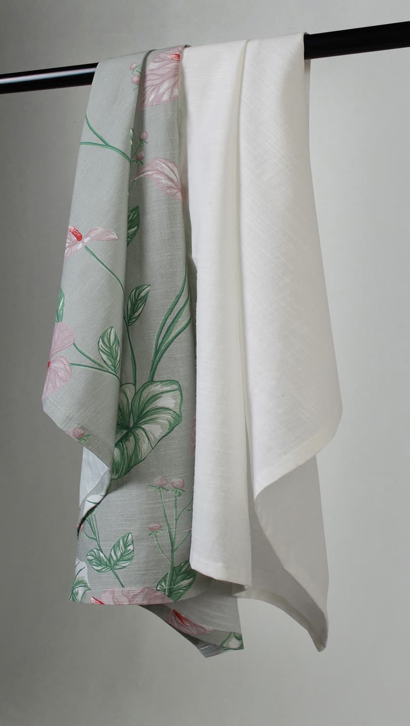 Kökshandduk 2-pack - Adella (grön/lila) (Storlek: 50 x 70 cm)