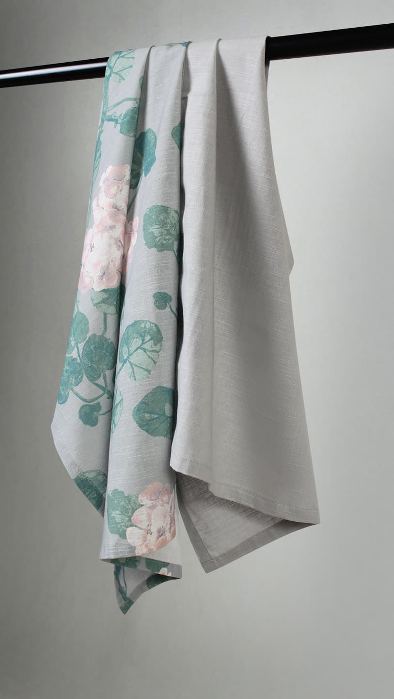 Kökshandduk 2-pack - Amara (grå/rosa) (Storlek: 50 x 70 cm)
