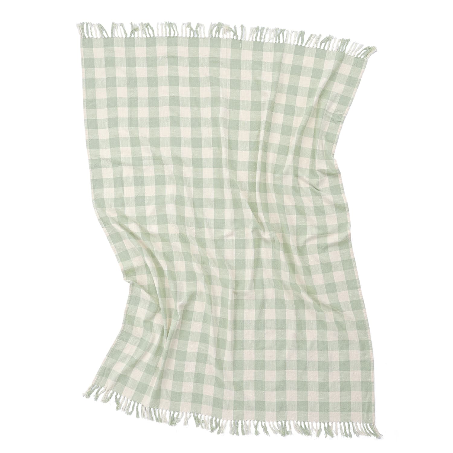 Filtar - Isela check cotton throw (cream/ljusgrön) (Storlek: 130 x 170 cm)