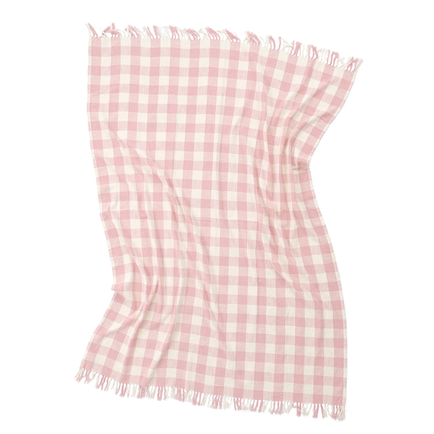 Filtar - Isela check cotton throw (cream/rosa) (Storlek: 130 x 170 cm)