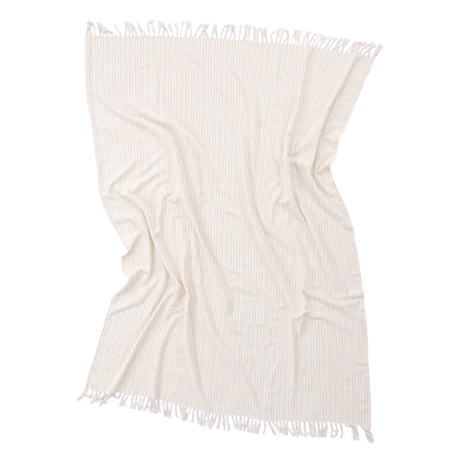 Filtar - Rumi stripe cotton throw (cream/rosa/ljusblå) (Storlek: 130 x 170 cm)