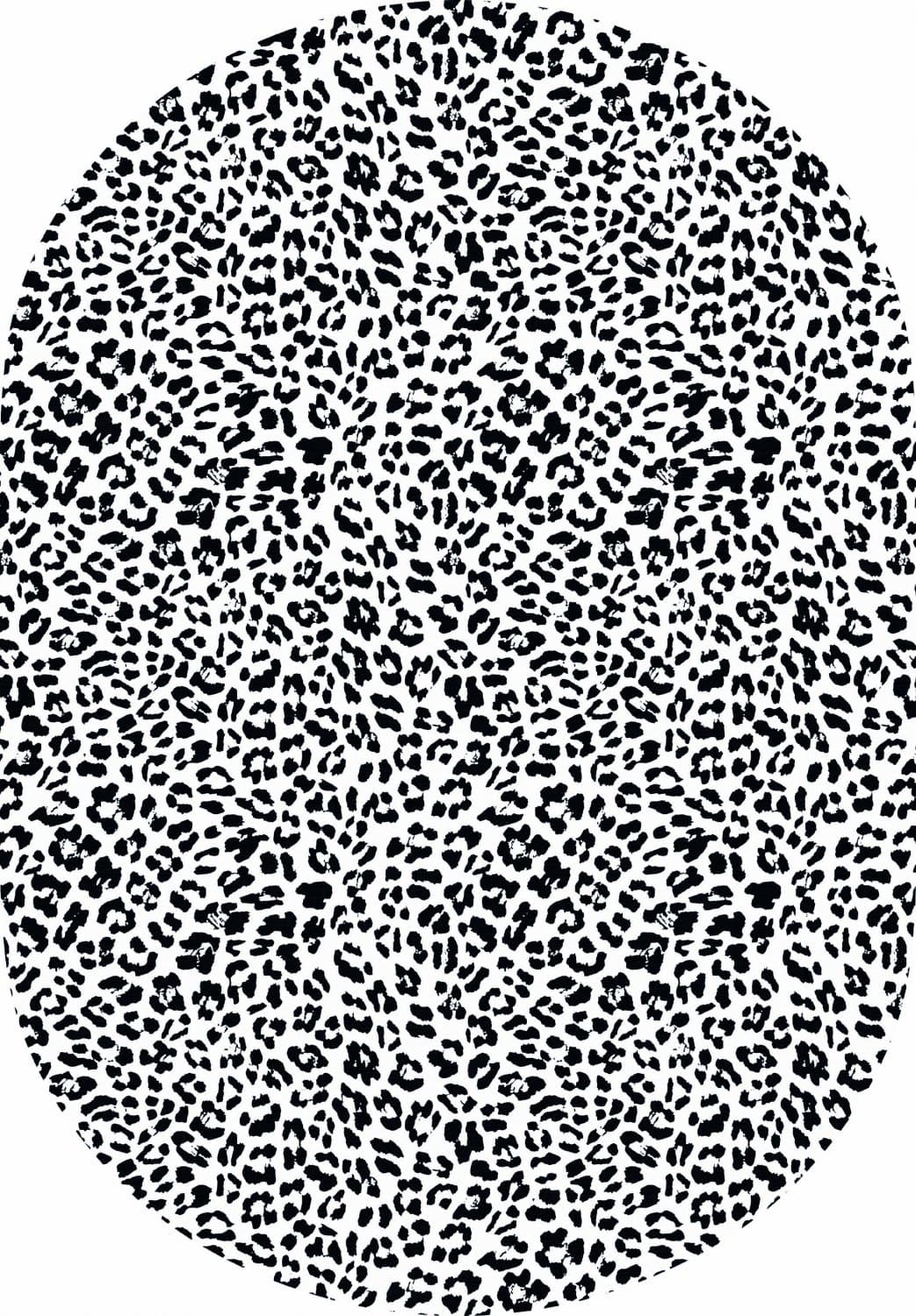 Oval matta - Leopard (svart/vit) (Storlek: 200 x 280 cm)