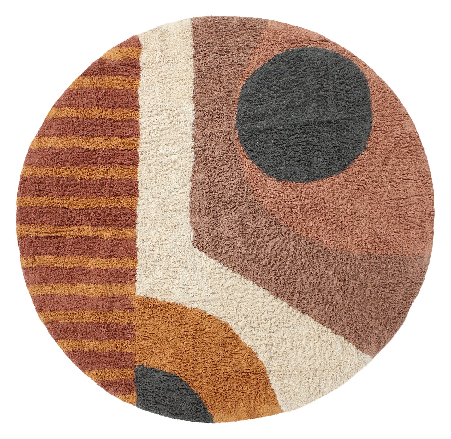 Rund matta - Alpe Natural Cotton Shaggy (multi) (Storlek: Ø 200 cm)