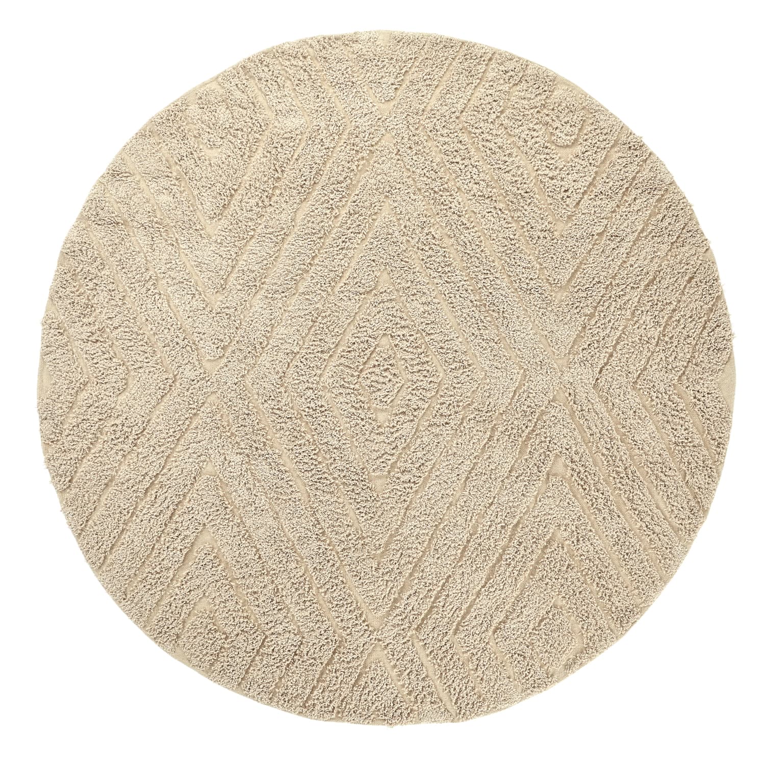 Rund matta - Amberley Natural Cotton Shaggy (beige) (Storlek: Ø 200 cm)