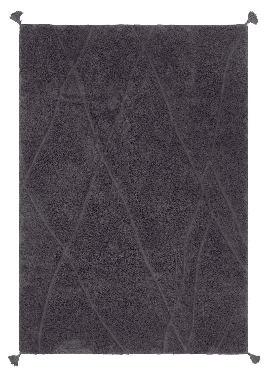 Ryamattor - Andrea Natural Cotton Shaggy (svart) (Storlek: 80 x 250 cm)