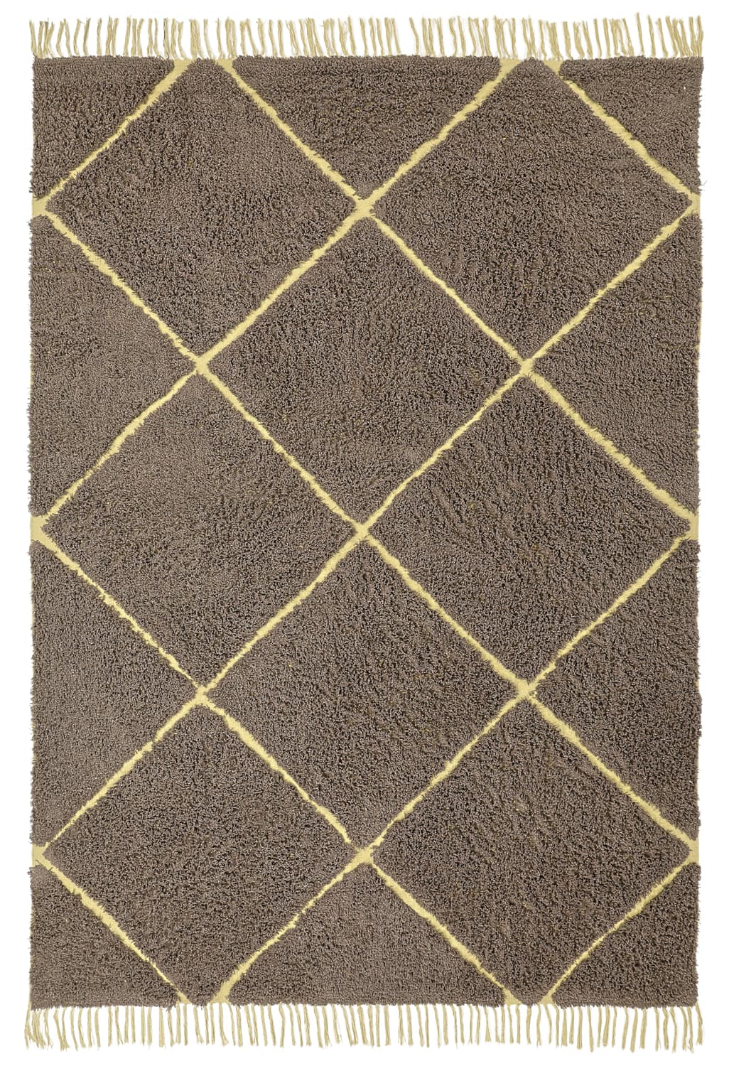 Ryamattor - Bellevue Natural Cotton Shaggy (brun/gul) (Storlek: 80 x 150 cm)
