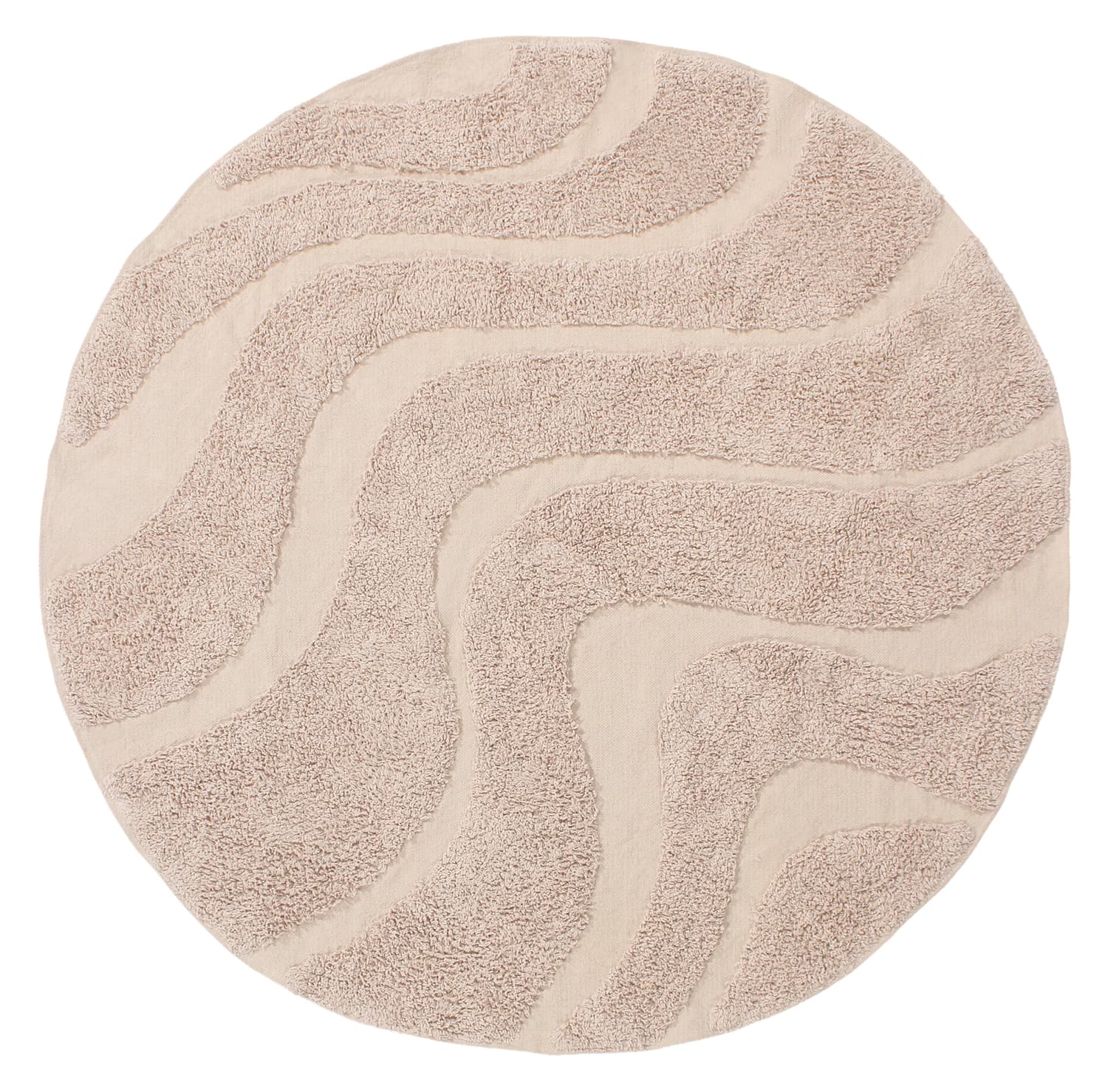 Rund matta - Bonnie Natural Cotton Shaggy (beige) (Storlek: Ø 200 cm)