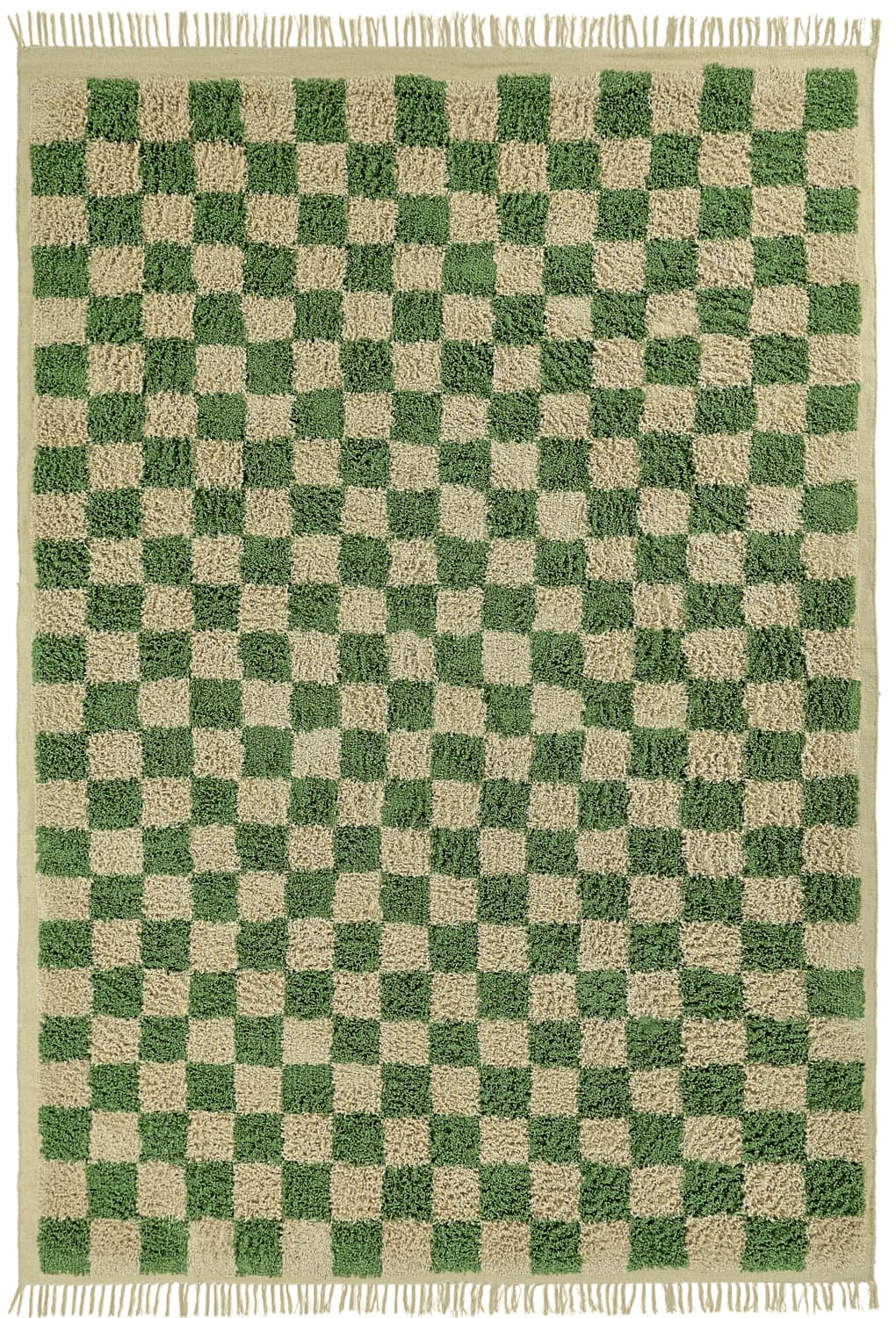 Ryamattor - Elsey Natural Cotton Shaggy (grön/beige) (Storlek: 240 x 340 cm)