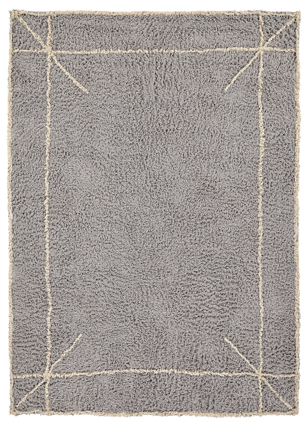 Ryamattor - Kairi Natural Cotton Shaggy (grå/beige) (Storlek: 80 x 150 cm)