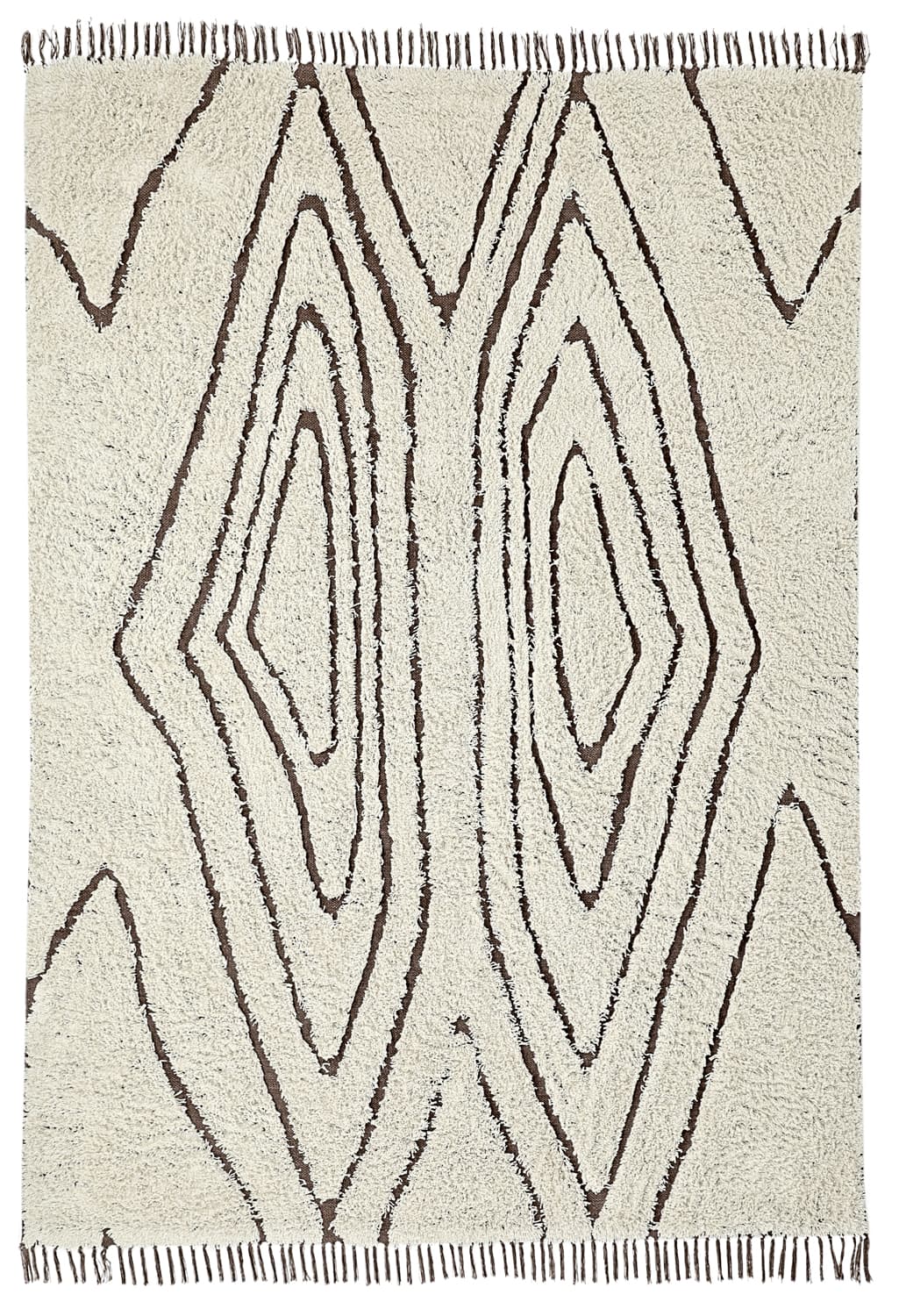 Ryamattor - Kindon Natural Cotton Shaggy (offwhite/brun) (Storlek: 160 x 230 cm)