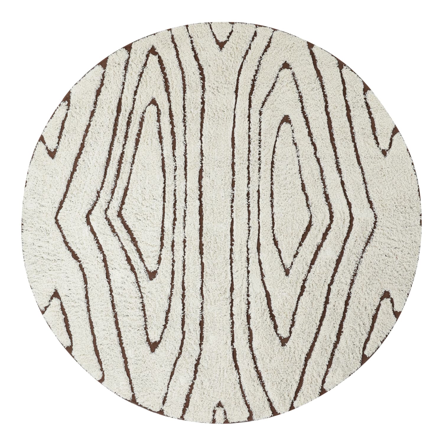 Rund matta - Kindon Natural Cotton Shaggy (offwhite/brun) (Storlek: Ø 200 cm)