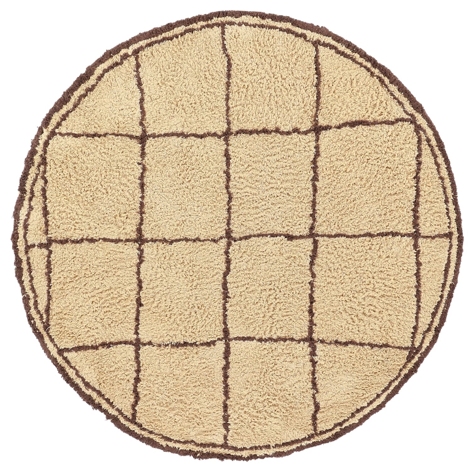 Rund Matta - Lana Natural Cotton Shaggy (beige/brun) (Storlek: Ø 240 cm)
