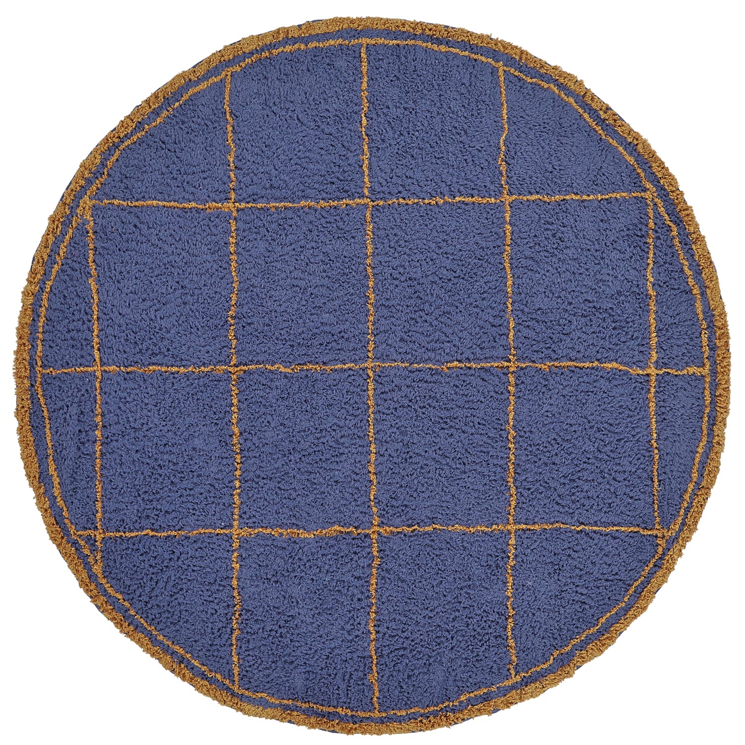 Rund Matta - Lana Natural Cotton Shaggy (blå/gul) (Storlek: Ø 200 cm)