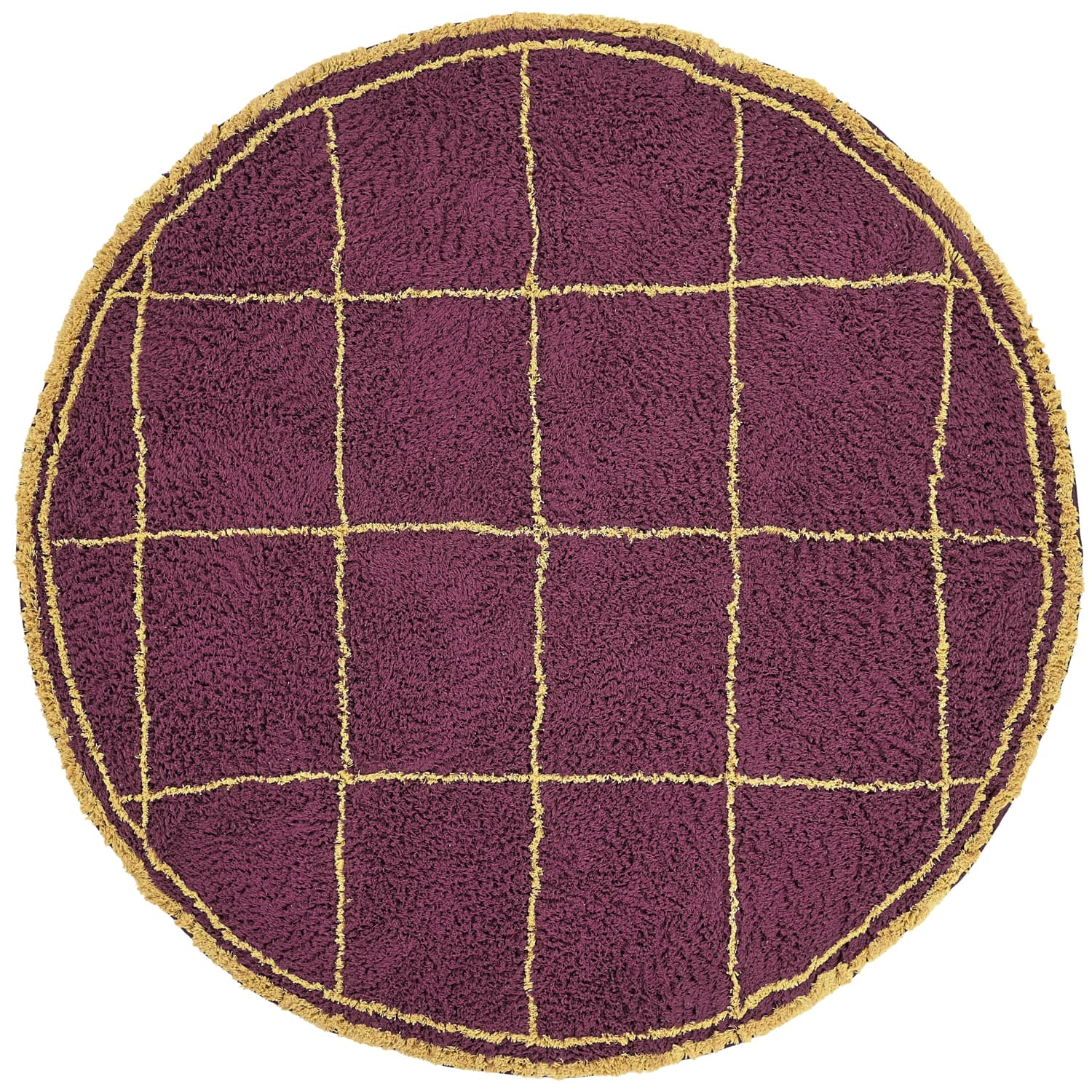 Rund Matta - Lana Natural Cotton Shaggy (vinröd/gul) (Storlek: Ø 240 cm)