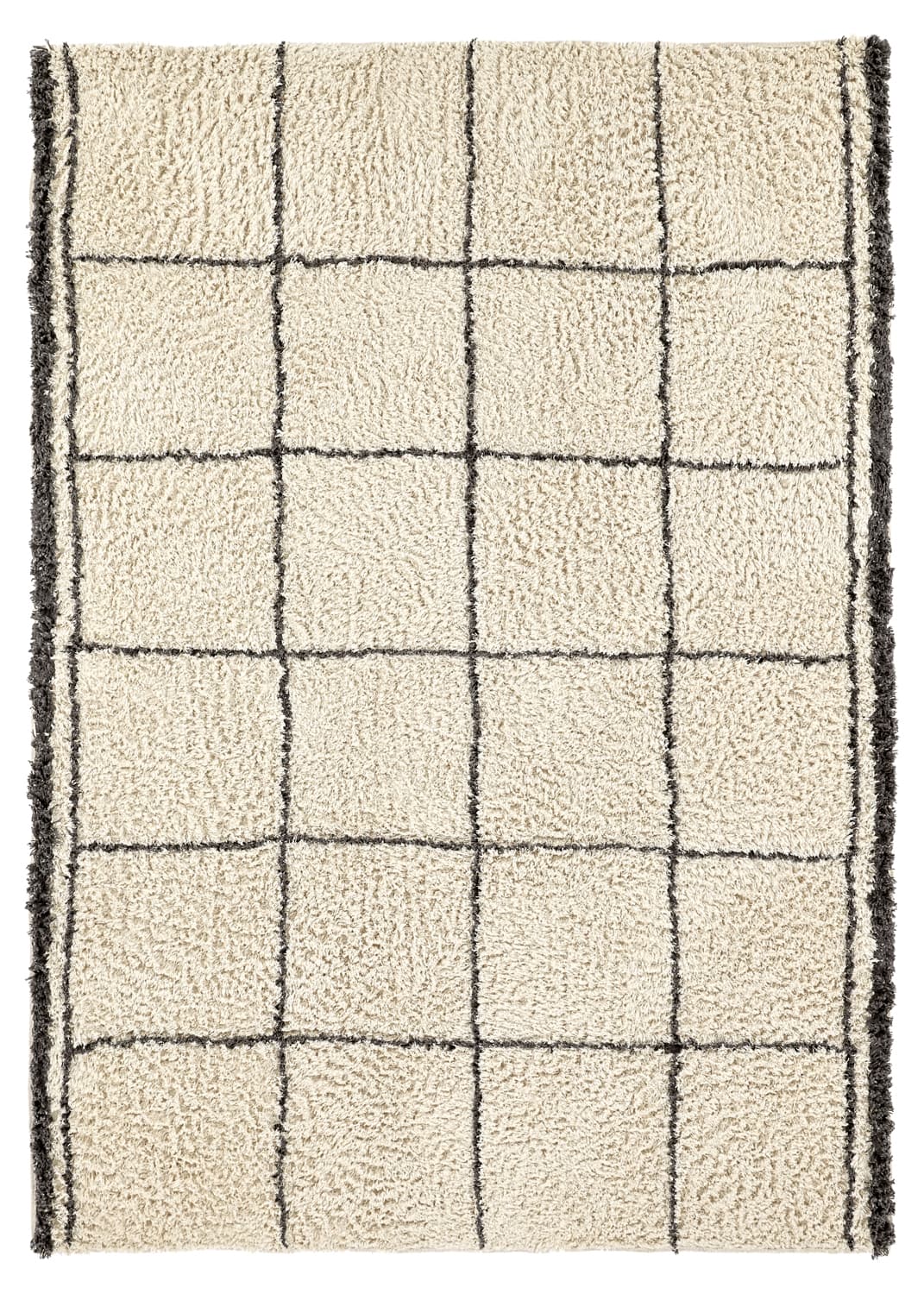 Ryamattor - Lana Natural Cotton Shaggy (creme/mörkgrå) (Storlek: 240 x 340 cm)