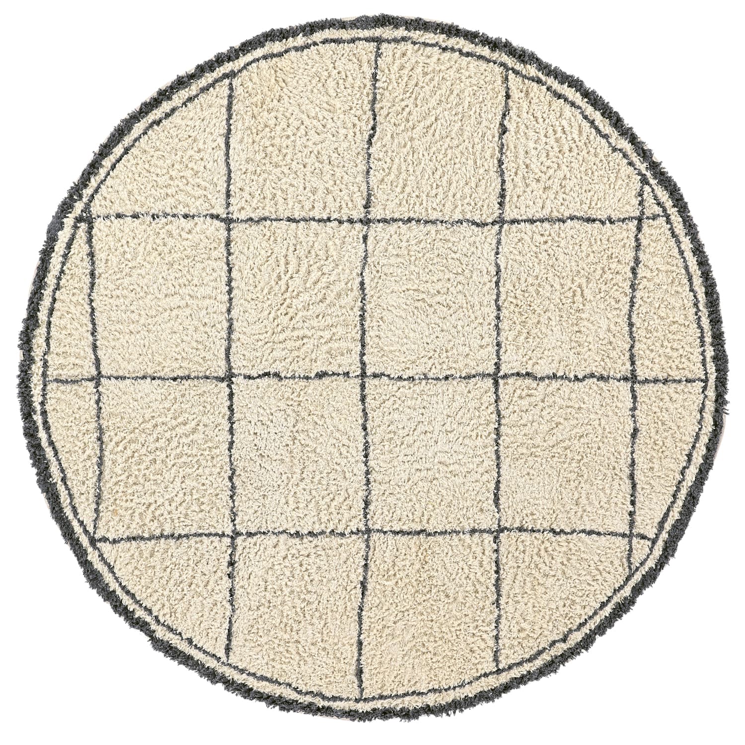 Rund Matta - Lana Natural Cotton Shaggy (creme/mörkgrå) (Storlek: Ø 200 cm)