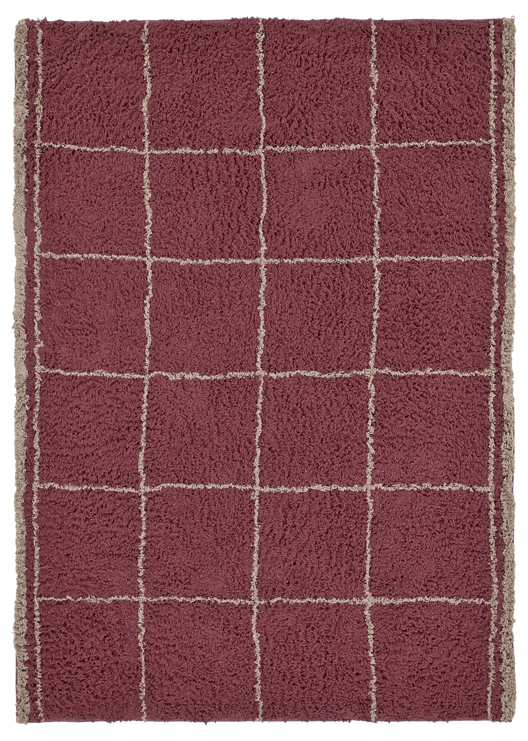 Ryamattor - Lana Natural Cotton Shaggy (taupe/röd) (Storlek: 80 x 150 cm)