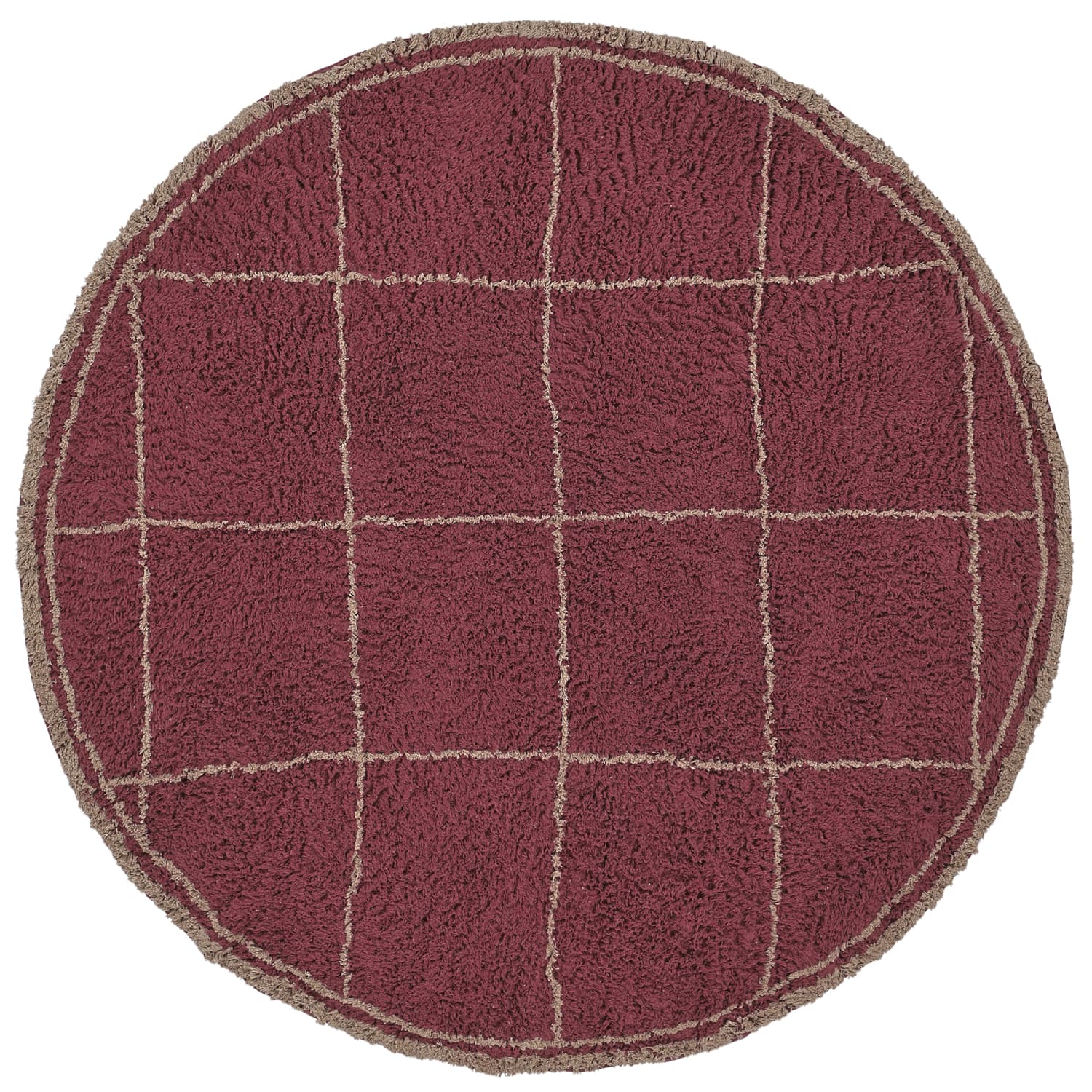 Rund Matta - Lana Natural Cotton Shaggy (taupe/röd) (Storlek: Ø 200 cm)