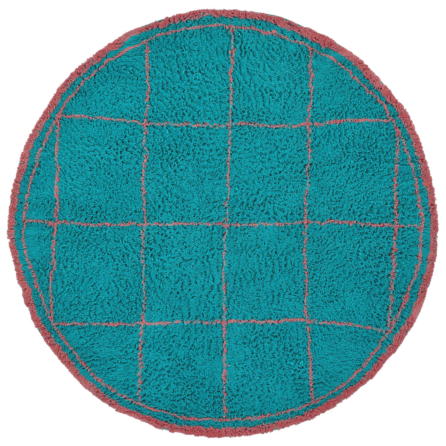 Rund Matta - Lana Natural Cotton Shaggy (turkos/rosa) (Storlek: Ø 200 cm)
