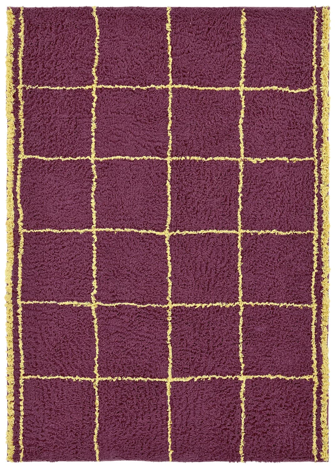 Ryamattor - Lana Natural Cotton Shaggy (vinröd/gul) (Storlek: 80 x 150 cm)