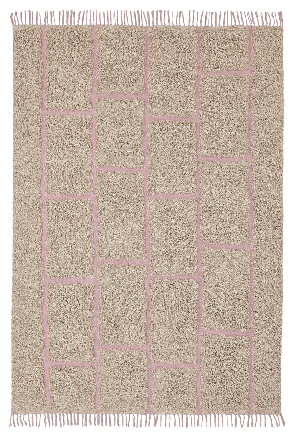 Ryamattor - Lindley Natural Cotton Shaggy (beige/rosa) (Storlek: 240 x 340 cm)